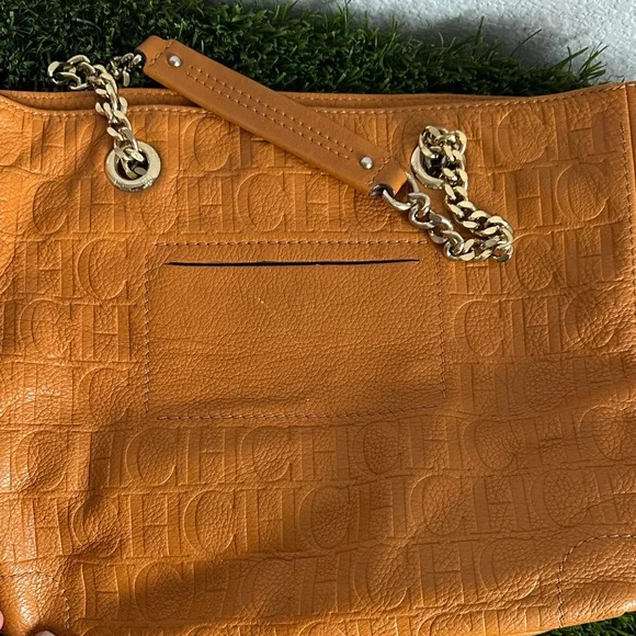 Carolina Herrera Embossed Camel Shoulder Bag - Picture 6 of 10